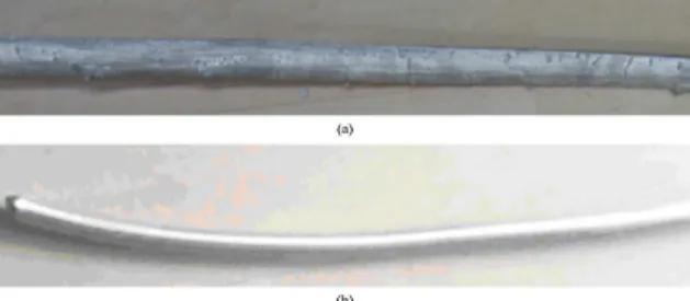 Figure 9. The rods processed by ES die with different extrusion  ratios: (a) 11.6 and (b) 28.