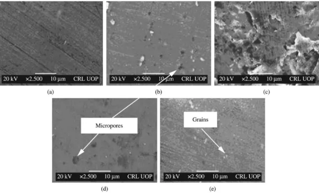 Figure 4. SEM micrographs of Al samples nitrided for different times at ill pressure of 0.5 mbar