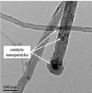 Figure 4: TEM image of CNTs grown on a Zirconia substrate.