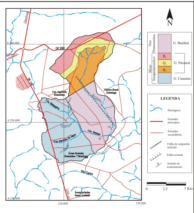 Figura 10. Mapa geológico da bacia do alto rio Jardim (Lousada 2005). 
