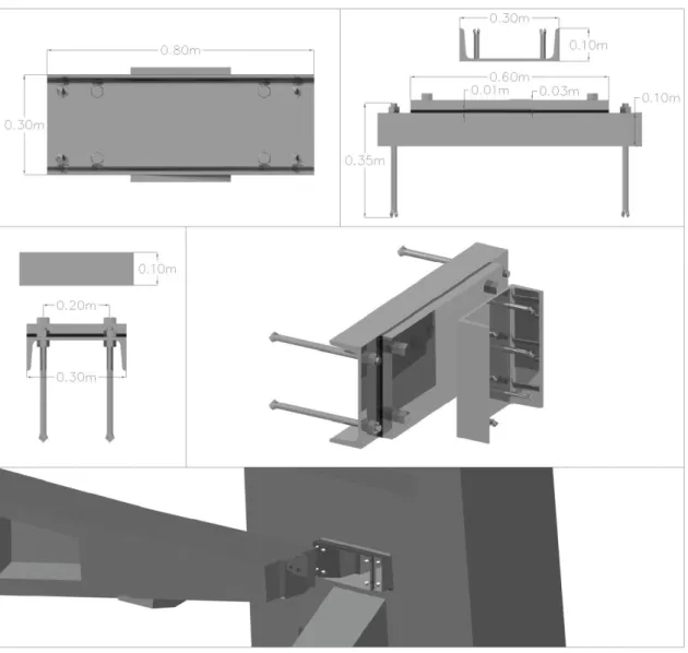 Figura 17. Apoio lateral das carlingas na torre, com livre dilatação vertical e longitudinal em relação à ponte