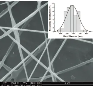 Figure 1. SEM micrograph of electrospun PHB nanoibers mat. 