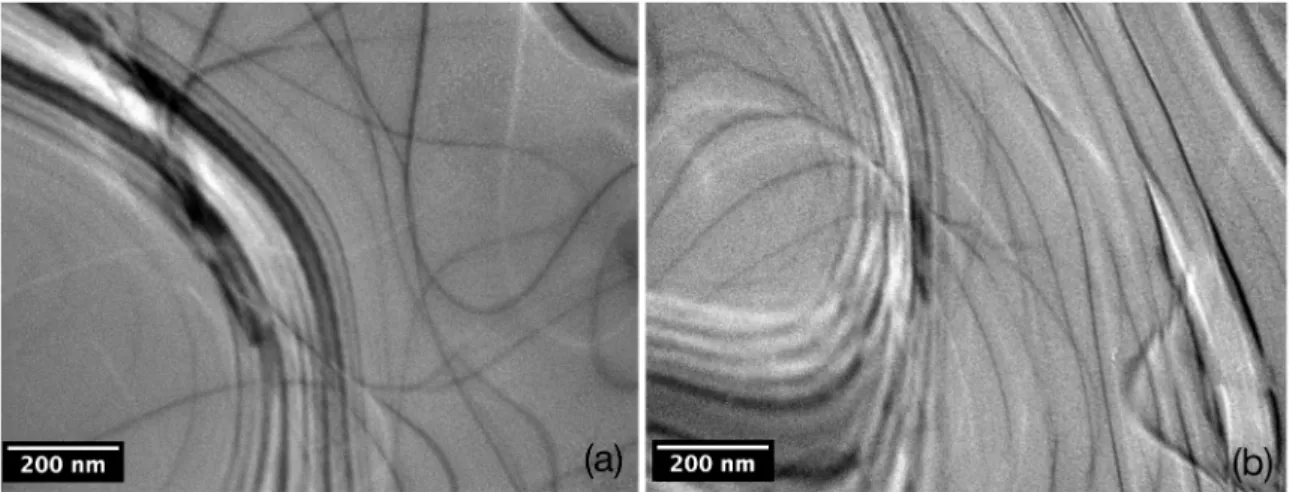 Figure 1. Bright-ield TEM micrographs of as-cast samples of (a) Al-0.22Zr and (b) Al-0.32Zr alloys.
