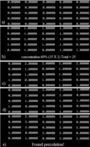 Figure 3. Matrices of veriier of Simulator of elements 5X5 with  the concentration of 60% conductive illers.