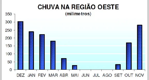 Figura 2: Distribuição das chuvas na região oeste da Bahia (AIBA, 2003). 