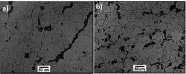 Figure 2. The igures show the microstructures of the annealed  steels containing 0.01 (a) and 0.08 Nb (b)