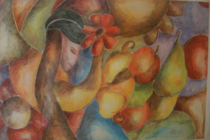 Figura 7 – Perfil entre Flores e Frutas, 1987, creiom sobre cartão, 30cm x 44cm 