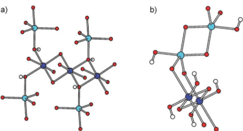 Figure S1:  Views showing the corner-sharing between CuO 4 (OH) 2  octahedra and CuO 4 (OH)  trigonal bipyramids in Cu 2 (OH)PO 4 