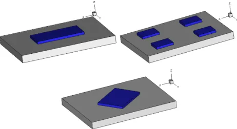 Figure 1 shows three situations where there are pairs of piezoelectric actuators bonded to the bottom and top plate surface