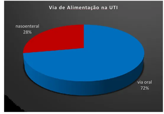 Gráfico 8 –  Via de alimentação dos pacientes avaliados na UTI de um Hospital Particular de Brasília,  DF.