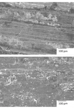 Figure 4 Structure of wear track of: (a) Al alloy and (b) Al /TiB 2 composite materials at a load of 30N and speed of 300 rpm.