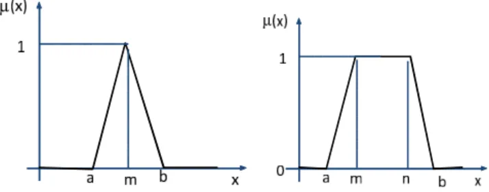 Figure 4 Triangular and trapezoidal membership function.