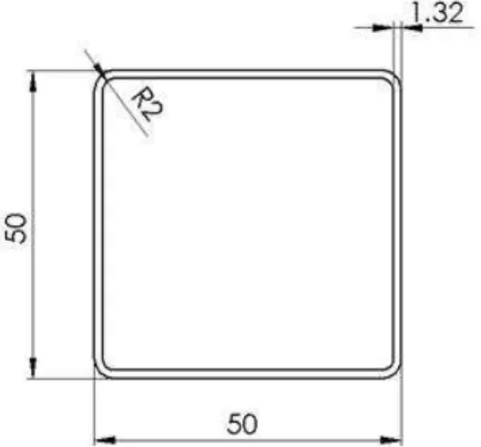 Figure 1: Geometry of a test specimen (in mm). 