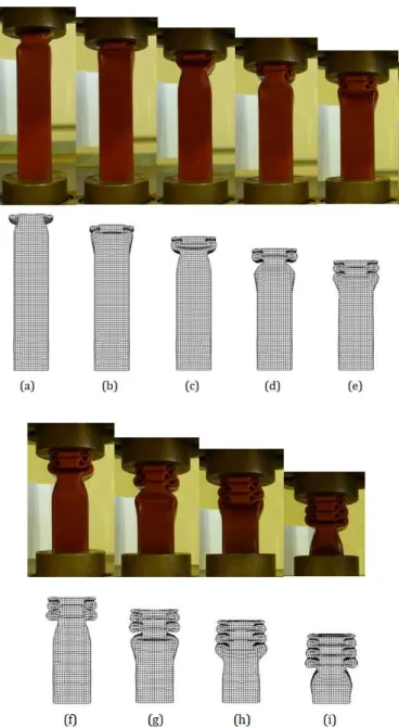 Figure 4: Experimental and numerical progressive collapse of specimen ST-01 (without holes)