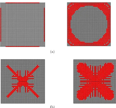 Figure 15: Cracking propagation of a clamped square slab on the: a) top and b) bottom surfaces