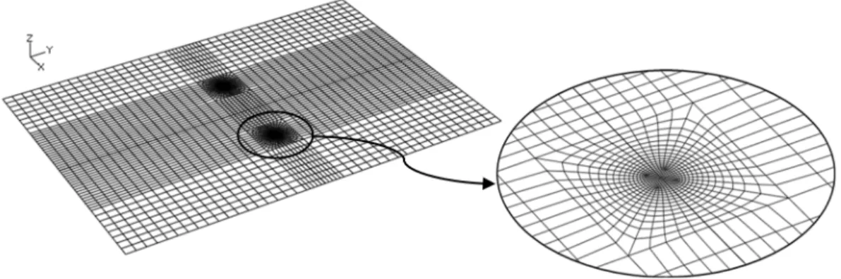 Figure 5: Typical finite element mesh and crack tip detail. 