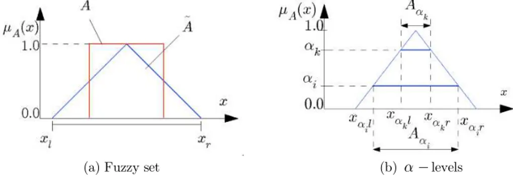 Figure 2: Fuzzy set and    level representation. 