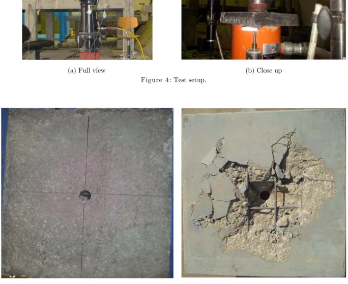 Figure 5: Punching failure of control slab of concrete grade B: (a) Front face; (b) Back face