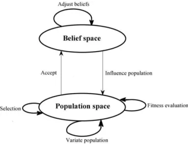 Figure 1: Illustration of components of the Cultural algorithm. 