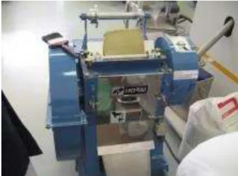 Figure 4: Sheet pelletizer machine during changing CPNC sheets to pellets. 
