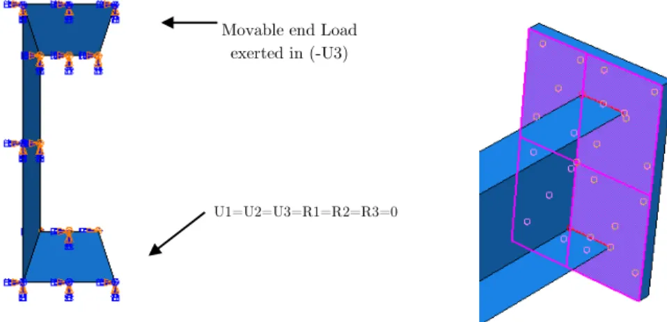 Figure 3: Ends with boundary condition and tie constraint. 