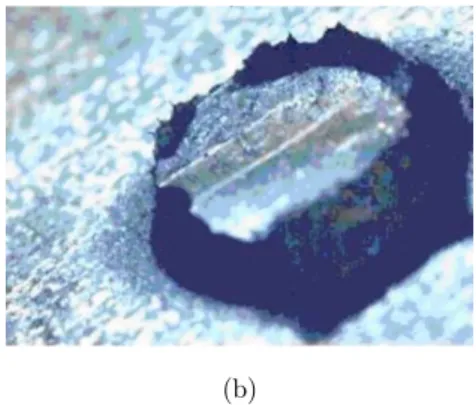 Figure 4: Nugget pulled out on applying at extreme loading (a) failure occurs before   crack growth (b) failure occurs after a gradual growth