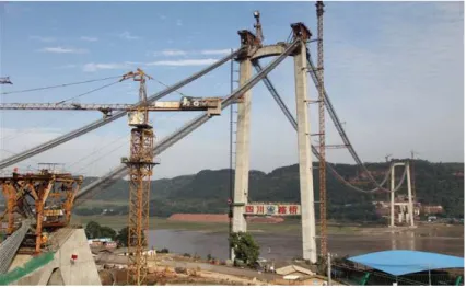 Figure 5: Layout of Nanxi Yangtze Bridge during construction. 