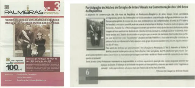 Fig. 3 Jornal da Escola e página referente ao Núcleo de Estagiários de Artes Visuais 