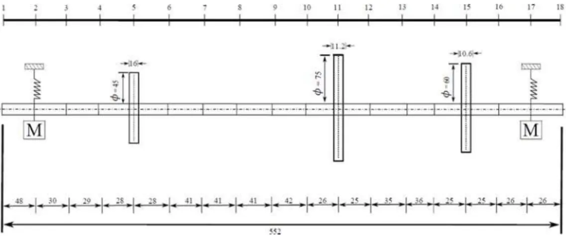Figure 8: Finite element model for the studied rotor. 