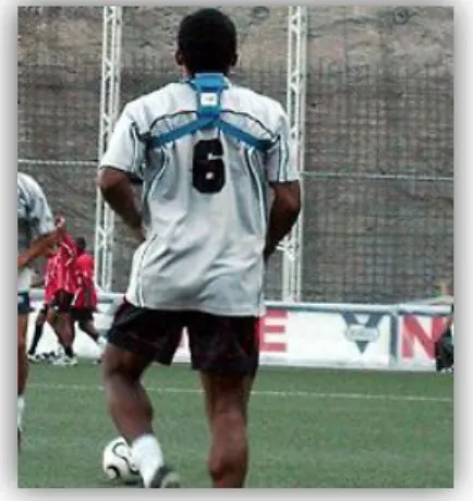 Figure 1 GPS device attached to custom-made vest at players back. 