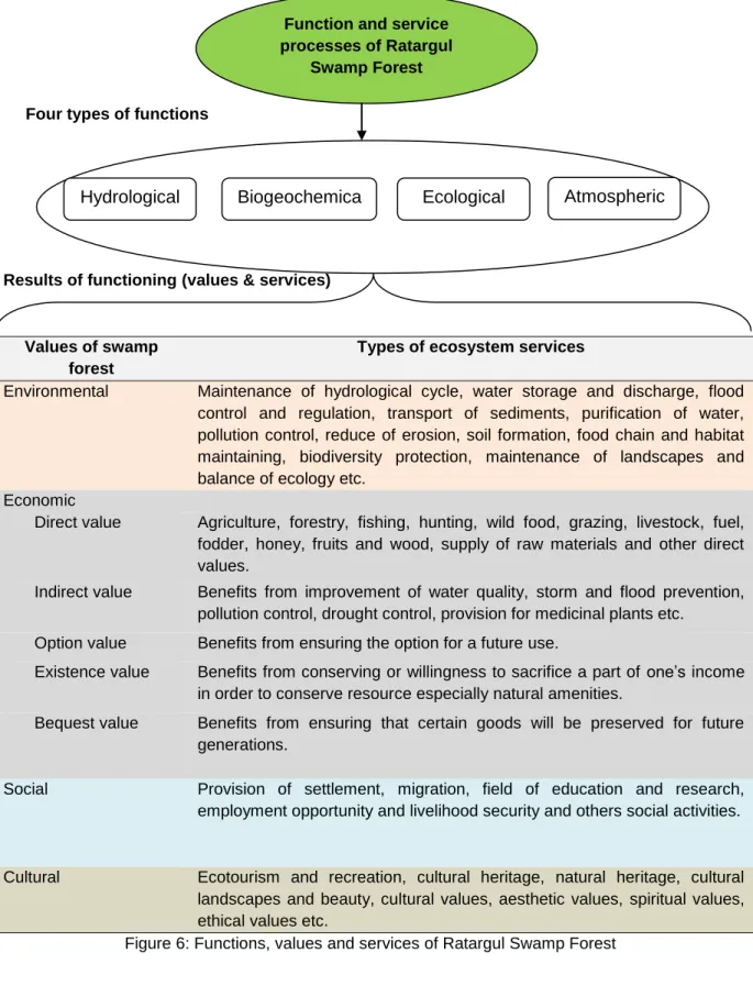 Figure 6: Functions, values and services of Ratargul Swamp Forest Function and service 