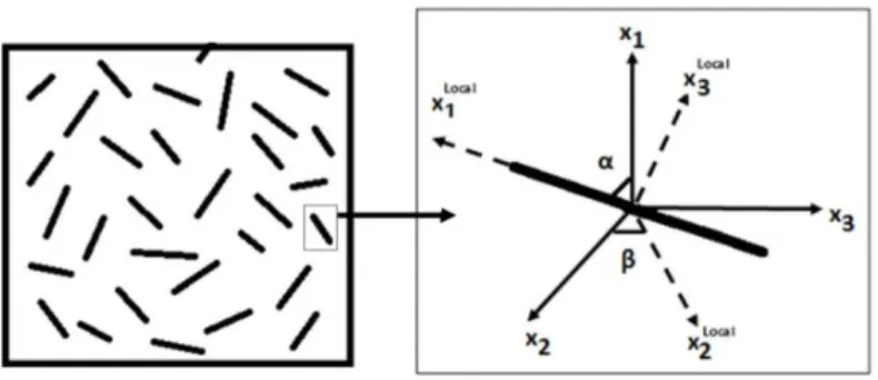 Figure 1: Representative volume element of a polymer matrix reinforced with randomly oriented straight CNT’s