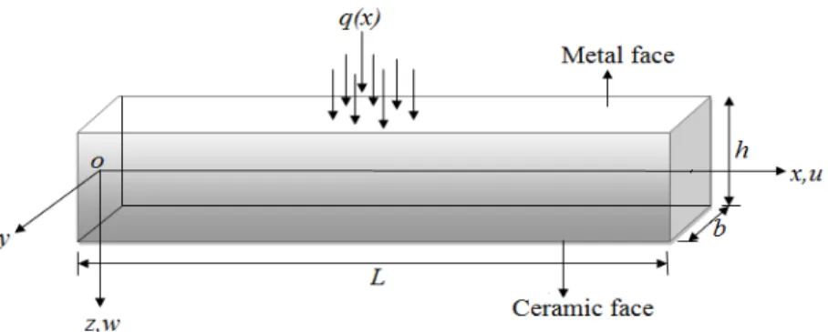 Figure 1: Geometry and coordinates of P-FGM beam under consideration 