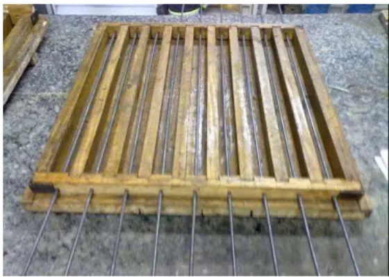 Figure 7: Set-up of confined bars test.  Figure 8: Cracked specimens after the test. 