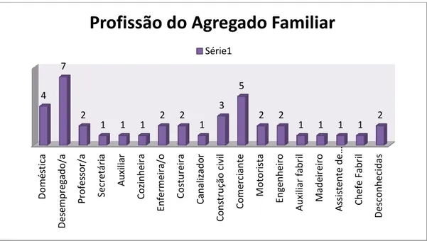 Gráfico 4 - Profissões do Agregado Familiar dos alunos da turma 5ºD 
