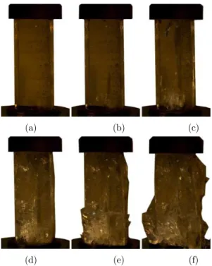 Figure 5: Failure processes of specimen LA0.1mps_4. Specimen possesses air content of 0.10%