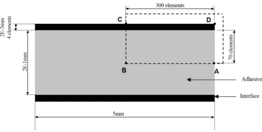 Figure 6: Geometry of the model used to predict interfacial moisture uptake.  