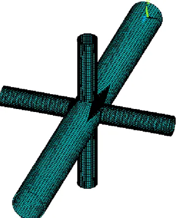 Figure 4: An isometric view of a FE model for DX joint 