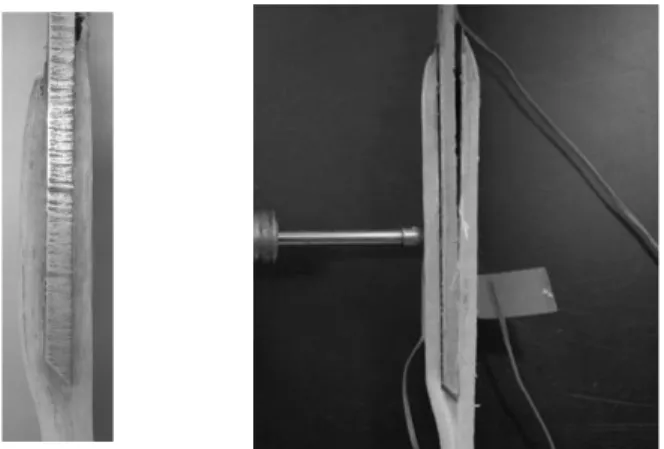 Figure 4: Side view of a 60 mm overlap joint (Left) and a failed specimen (Right).