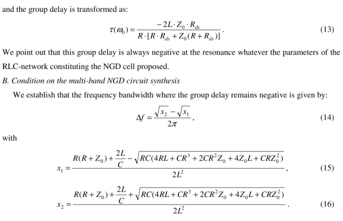 Fig. 3. Illustration of NGD cell group delay responses.