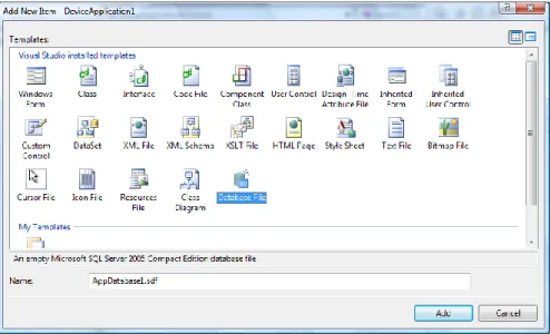 Figura 58 - Criação de uma base de dados no MS Visual Studio 2005 