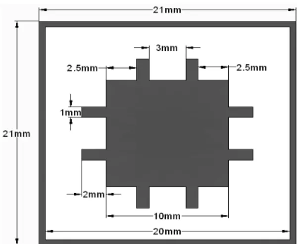 Fig 7 Rear view of the modified meandered unit cell (black portions indicate copper) 