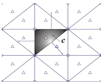 Fig. 7. Cell based smoothing subdomain  . The centroids of the cells are represented by triangles