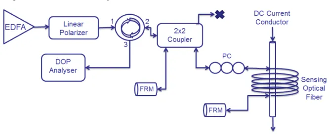 Fig. 3. Experimental setup of the current sensor based on the DOP technique. 