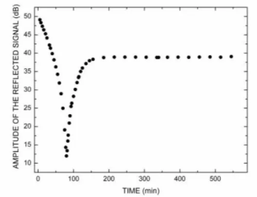 Fig. 6. Time-evolution of FBG10 reflected signal, regenerated at (850.0 ± 0.5) °C. 