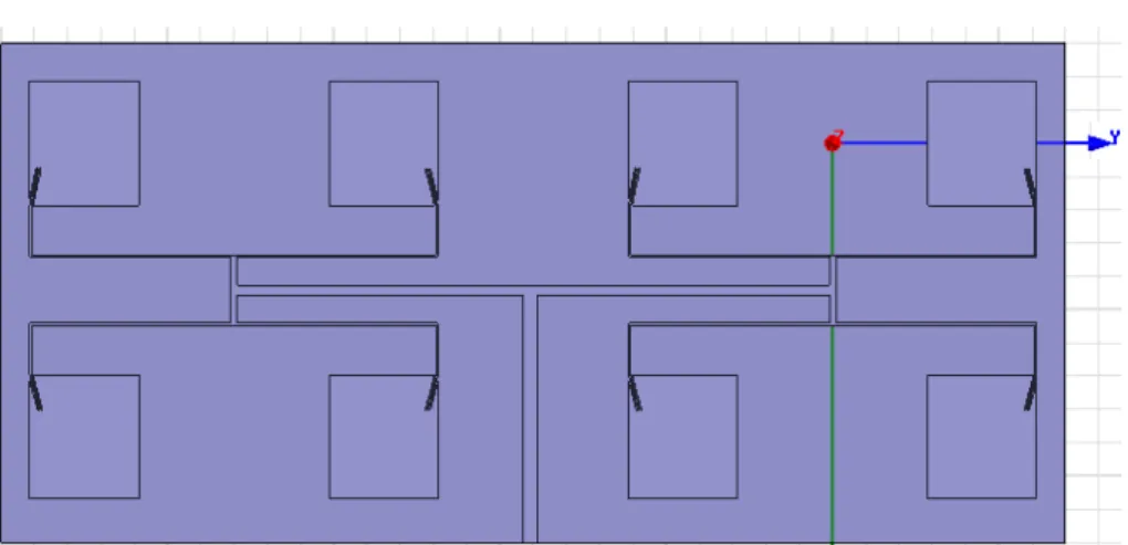 Fig. 5. Microstrip antenna with 8 patches (antenna 4) 