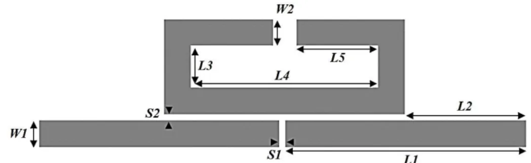 Fig. 3. The proposed band pass filter based on open loop resonator. 