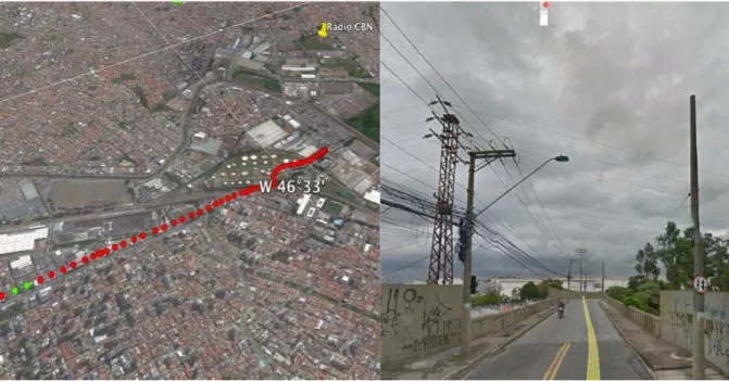 Fig. 9.  First portion of the Southwest route: map view (top) and street view (bottom)