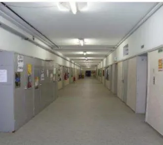 Fig. 1. Corridor of field measurements: this environment is reproduced numerically using the 3D-FDTD Method