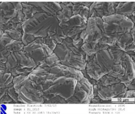Figure 7. Micrographs of the surface of the Ti/Cu/SnO 2 -Sb 2 O 3 : magnifications a) of 500 x